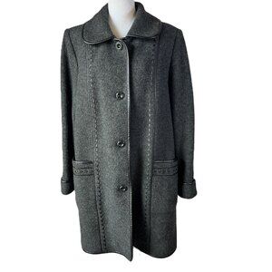 ❄️ Mona Lisa Wool-Blend Coat with Faux Leather Trim  Elegance Meets Warmth 18W